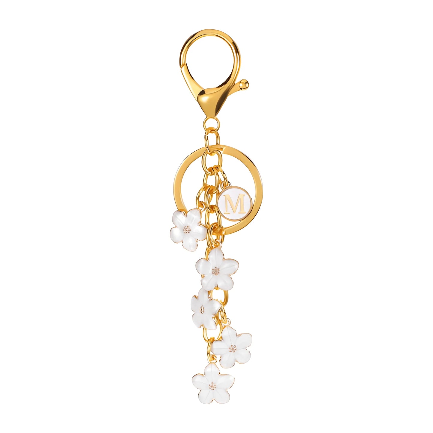 Daisy Flower Initial Letter - Bag Charm (White)