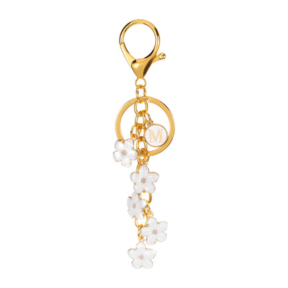 Daisy Flower Initial Letter - Bag Charm (White)