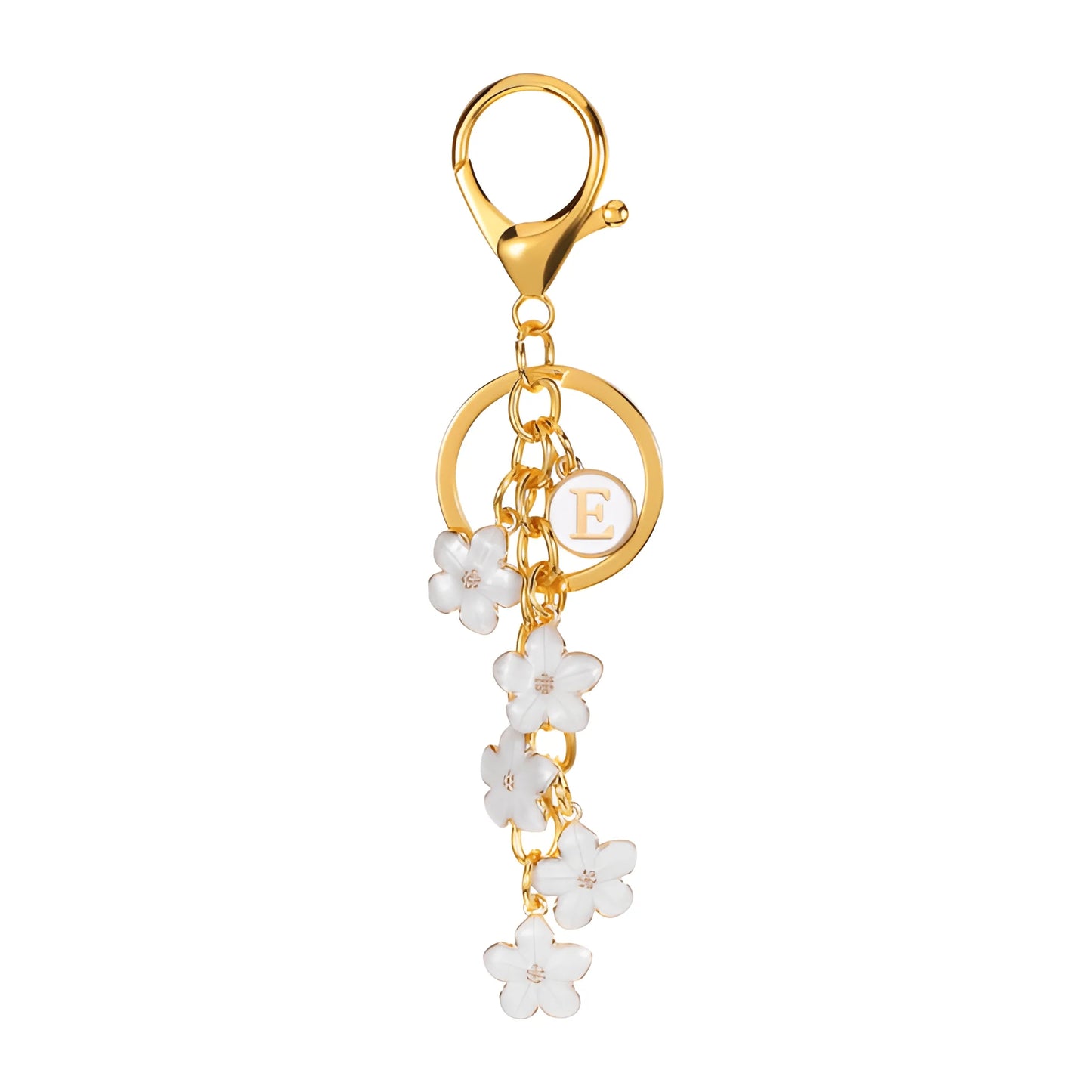 Daisy Flower Initial Letter - Bag Charm (White)