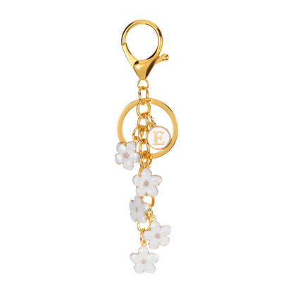 Daisy Flower Initial Letter - Bag Charm (White)