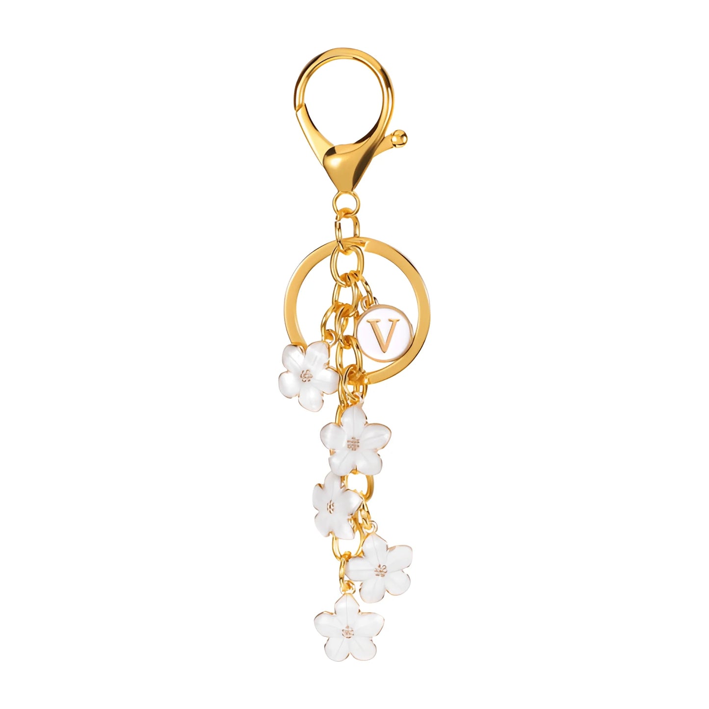 Daisy Flower Initial Letter - Bag Charm (White)