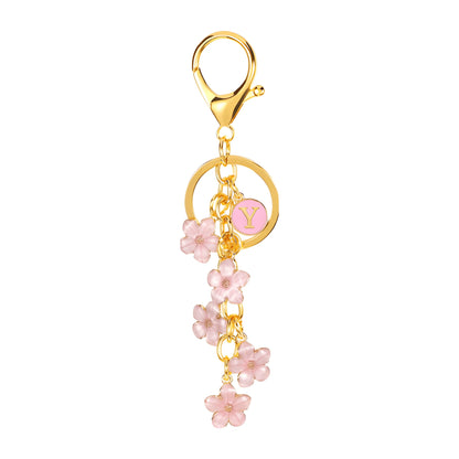 Daisy Flower Initial Letter - Bag Charm (Pink)