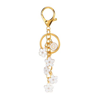 Daisy Flower Initial Letter - Bag Charm (White)